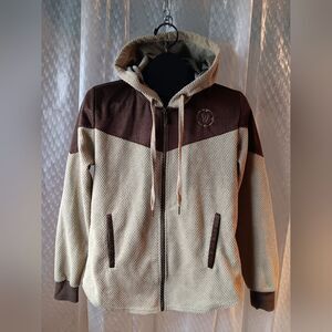 Blizzard World Of Warcraft Embroidered Promo Tan Hooded Jacket Size Small